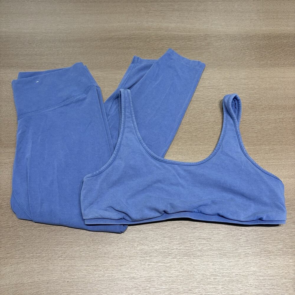 Old Navy Active PowerChill Go-Dry Blue 2pc Sports Bra & Leggings Set L